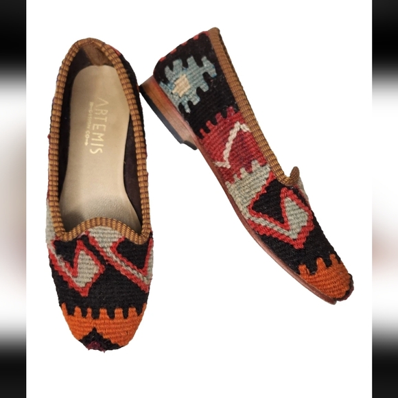 Artemis Design Co Kilim Wool Loafers Flats Shoes Multicolor Handcrafted 36 US 6 - Picture 1 of 15